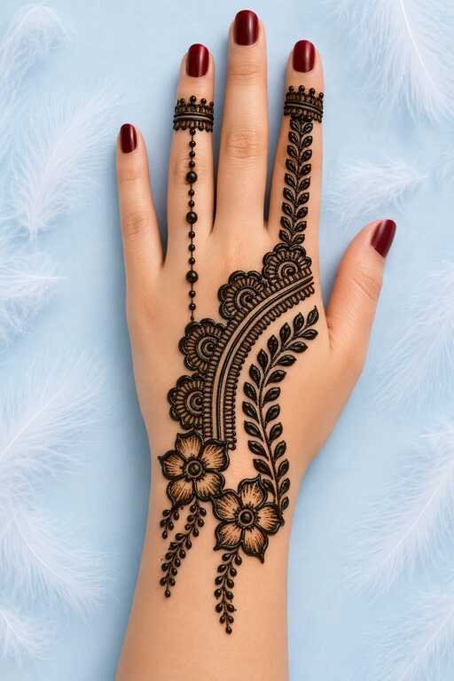 Easy Simple Mehndi Design Back Hand Latest Photo