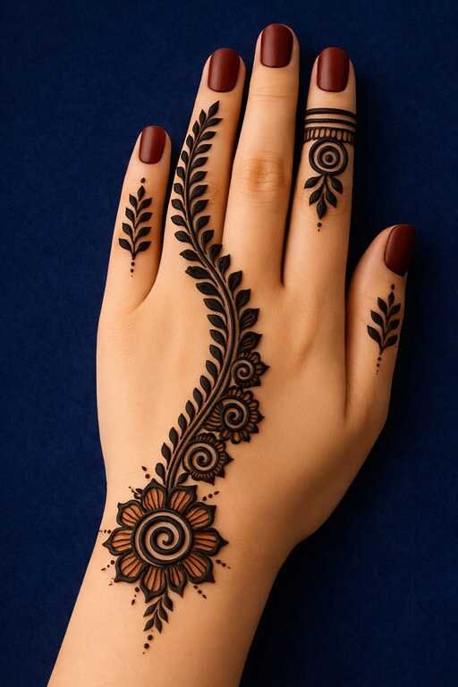 Simple mehndi design photo 2026 back hand easy floral pattern for girls